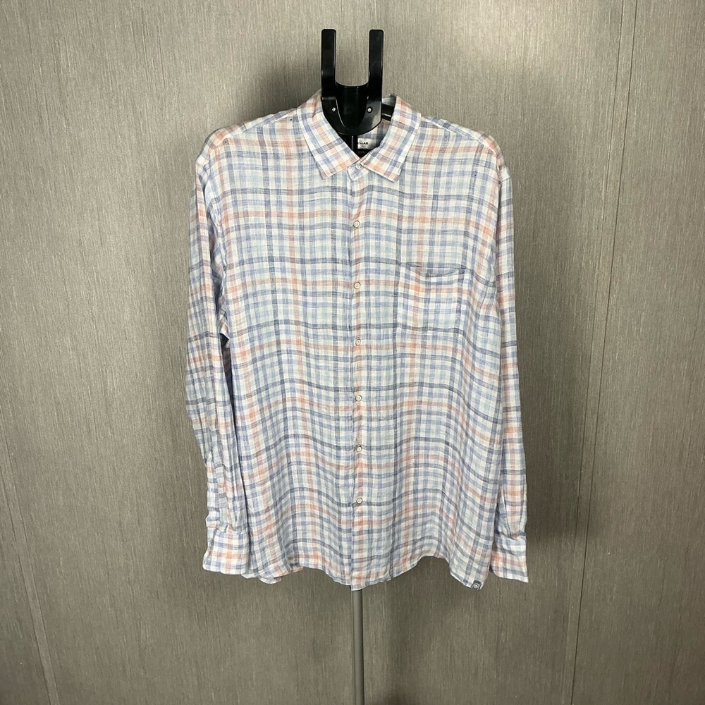 Peter Millar Casual Plaid Shirt - Blue and Orange Size XL
